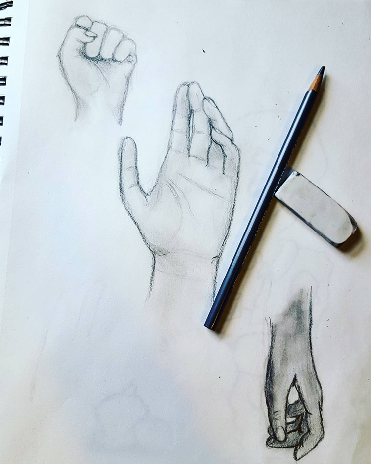 Realist sketchbook hands