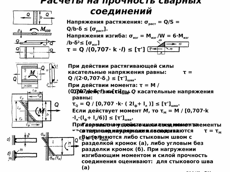 Расчет прочности сварных соединений