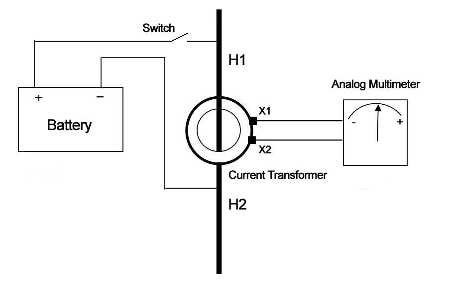 CT polarity test using a 9V battery